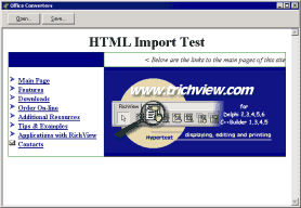 Demo for Microsoft Office text converters with imported HTML file